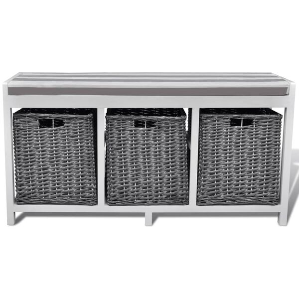 Biela &uacute;ložn&aacute; lavica & lavica do vstupnej haly s vank&uacute;&scaron;om a s 3 ko&scaron;&iacute;kmi