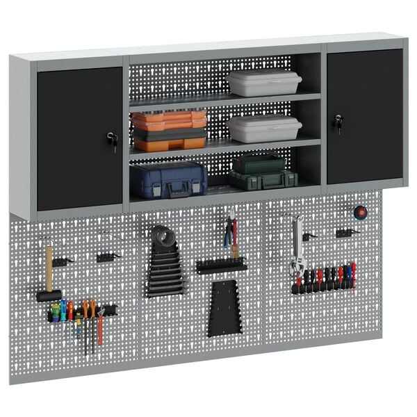 vidaXL Sada n&aacute;strojov&yacute;ch skr&iacute;ň s poličkou s &uacute;ložiskom 4 pcs Čierna