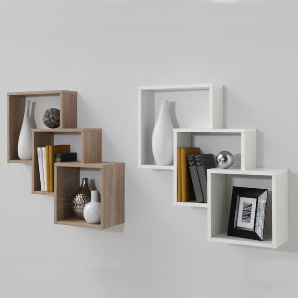 FMD Nástenná polica s 3 priehradkami dubová farba