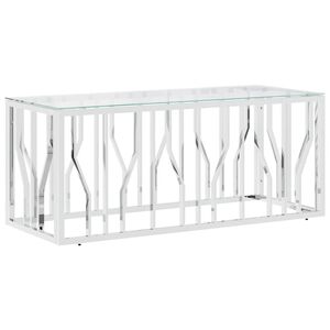 vidaXL Konferenčn&yacute; stol&iacute;k 110x45x45 cm nehrdzavej&uacute;ca oceľ a sklo