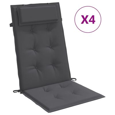 vidaXL Podušky na stoličky s vysokým operadlom 4 ks antracitové látka
