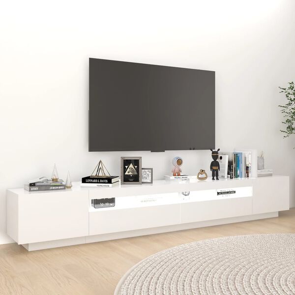vidaXL TV skrinka s LED svetlami biela 260x35x40 cm