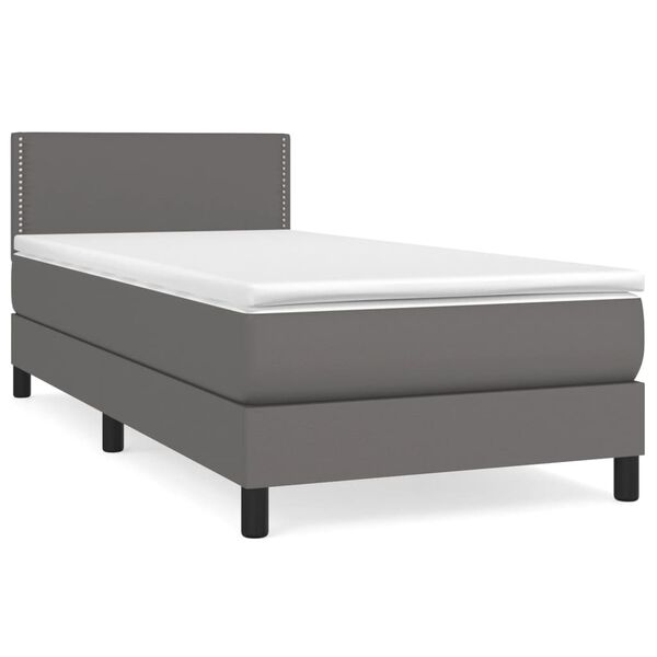 vidaXL Boxspring posteľ s matracom siv&aacute; 90x200 cm umel&aacute; koža