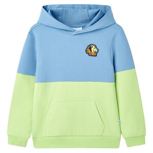 vidaXL Detsk&aacute; mikina s kapucňou a zipsom modr&aacute; a jemn&yacute; odtieň žltej 104