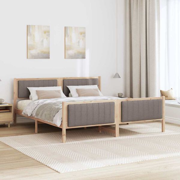 vidaXL R&aacute;m postele Hned&aacute; a taupe 180 x 200 cm Borovicov&yacute; mas&iacute;v