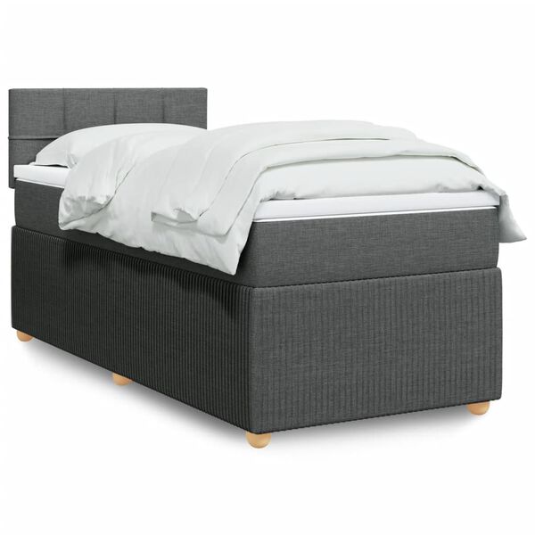 vidaXL Boxspring posteľ s matracom tmavosiv&aacute; 90x190 cm l&aacute;tka