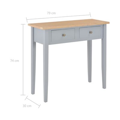 vidaXL Toaletný konzolový stolík, sivý 79x30x74 cm, drevo