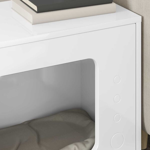 vidaXL Mačka Dom Leskl&aacute; biela 51 x 30 x 42,5 cm Kompozitn&eacute; drevo