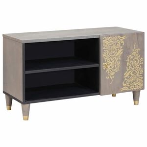 vidaXL TV skrinka Siv&aacute; 80 x 33 x 46 cm Mas&iacute;vne mango drevo