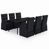 vidaXL 7-dielna záhradná jedálenská súprava s vankúšmi čierna