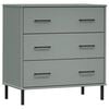 vidaXL Komoda s 3 z&aacute;suvkami siv&aacute; 77x40x79,5 cm mas&iacute;vne drevo OSLO