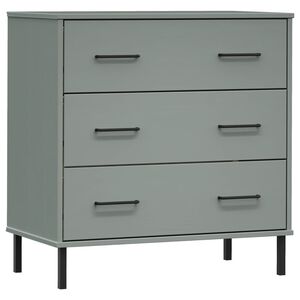 vidaXL Komoda s 3 z&aacute;suvkami siv&aacute; 77x40x79,5 cm mas&iacute;vne drevo OSLO