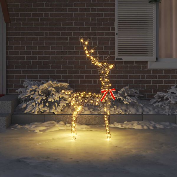 vidaXL 3D sob s 140 LED-i Tepl&aacute; biela 70 x 41 x 128 cm Ratan