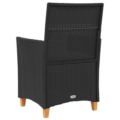vidaXL Záhradné stoličky s vankúšmi 2 ks čierne polyratan a masív