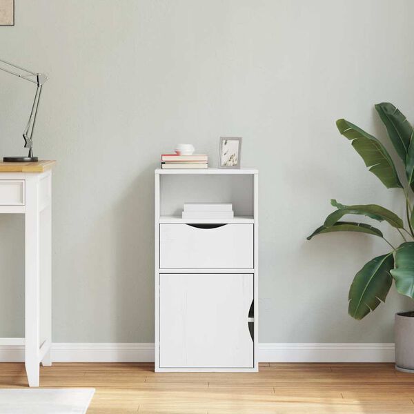 vidaXL bočná skrinka so zásuvkou ODDA biela 40x24x79 cm masív borovica