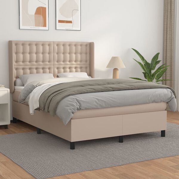 vidaXL Boxspring posteľ s matracom kapuč&iacute;nov&aacute; 140x200 cm umel&aacute; koža