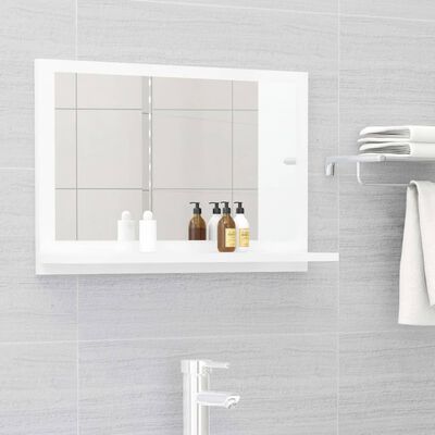 vidaXL Kúpeľňové zrkadlo, lesklé biele 60x10,5x37 cm, kompozitné drevo