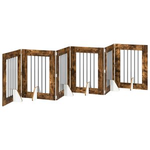 vidaXL Skladacia psia br&aacute;na so stojanmi 6 pcs Dymov&yacute; dub 362 cm