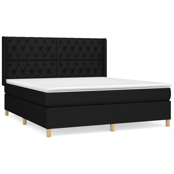 vidaXL Posteľn&yacute; r&aacute;m boxspring s matracom čierny 160x200 cm l&aacute;tka