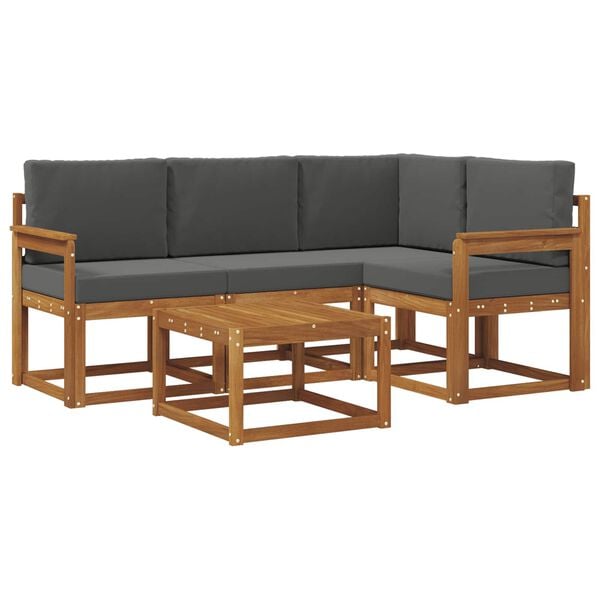 vidaXL Z&aacute;hradn&aacute; s&uacute;prava gaučov s vank&uacute;&scaron;om 5 pcs Pr&iacute;rodn&aacute; a antracitov&aacute;