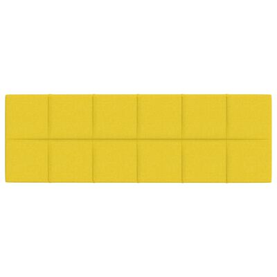 vidaXL Nástenné panely 12 ks bledožlté 90x30 cm látka 3,24 m²