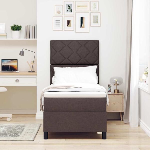 vidaXL Posteľ s pružinov&yacute;m r&aacute;mom s LED Tmavo hned&aacute; 80 x 200 cm l&aacute;tka