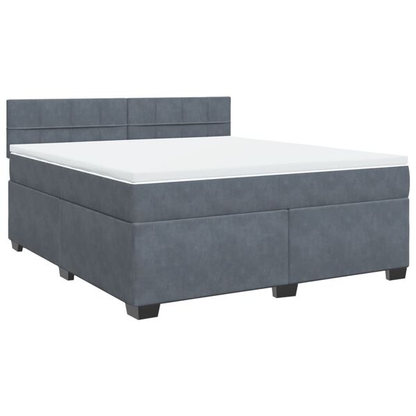 vidaXL Posteľn&yacute; r&aacute;m boxspring s matracom tmavosiv&yacute; 180x200 cm zamat