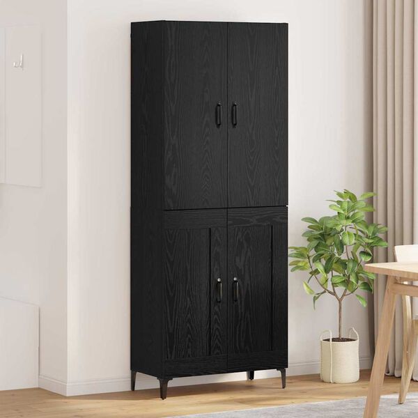 vidaXL Highboard Čierny dub 69,5 x 34 x 180 cm Kompozitn&eacute; drevo