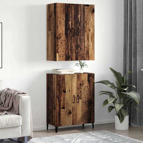 vidaXL Highboard 2 pcs Staré drevo Kompozitné drevo