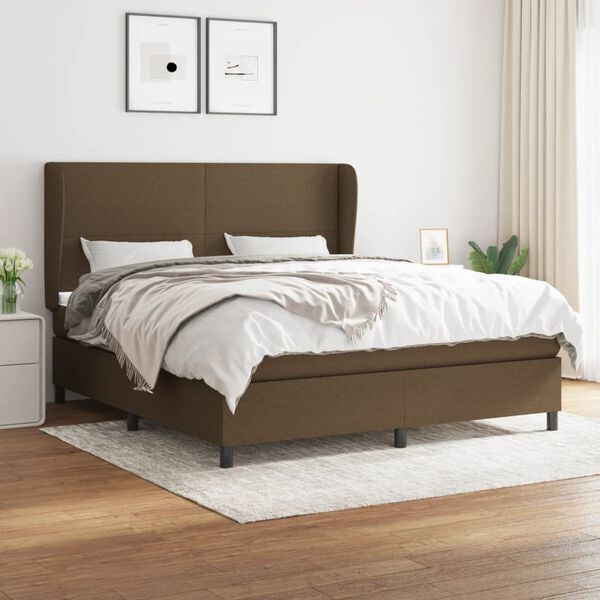 vidaXL Boxspring posteľ s matracom tmavohned&aacute; 180x200 cm l&aacute;tka