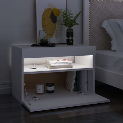 vidaXL Nočný stolík a LED svetlá 2ks biele 60x35x40cm spracované drevo