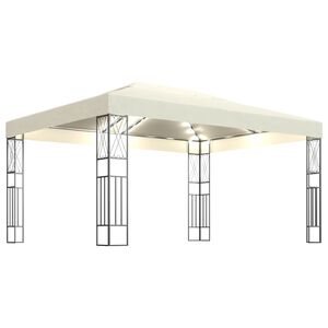 vidaXL Alt&aacute;nok s LED reťazou 3x4 m, kr&eacute;mov&yacute;, l&aacute;tka