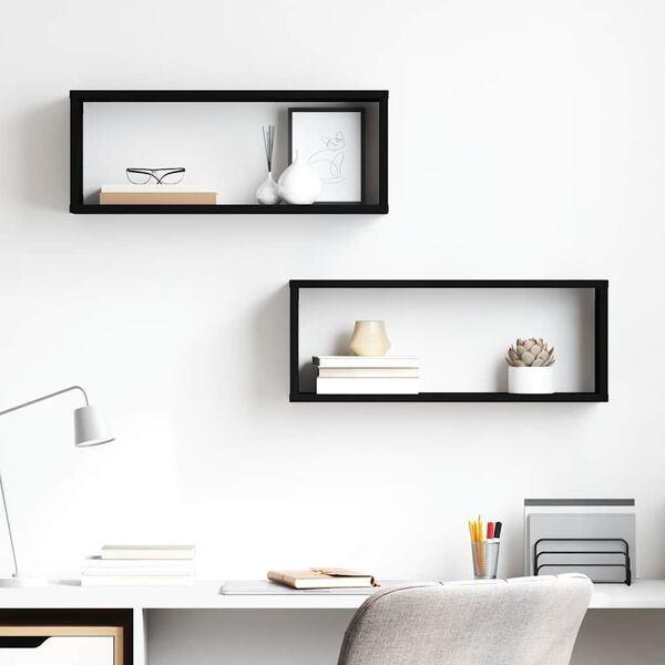 vidaXL N&aacute;stenn&eacute; police 2 ks, čierne 60x15x23 cm, kompozitn&eacute; drevo