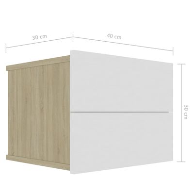 vidaXL Nočný stolík, biela a dub sonoma 40x30x30 cm, kompozitné drevo