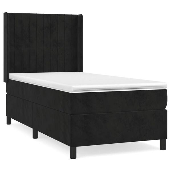 vidaXL Posteľn&yacute; r&aacute;m boxspring s matracom čierny 90x190 cm zamat