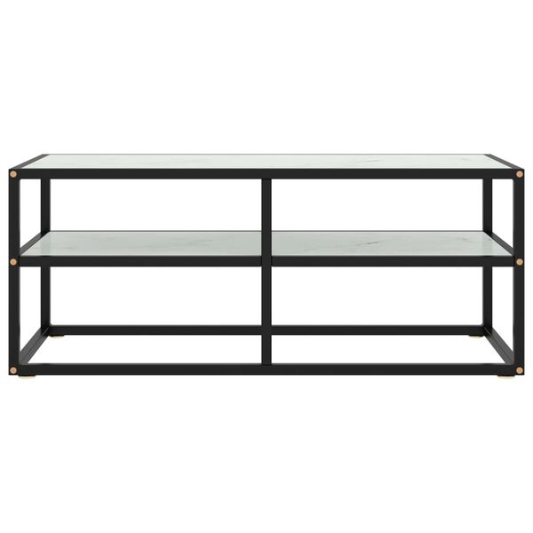 vidaXL TV skrinka čierna s bielym mramorov&yacute;m sklom 100x40x40 cm