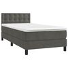vidaXL Posteľn&yacute; r&aacute;m boxspring s matracom tmavosiv&yacute; 90x200 cm zamat