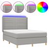 vidaXL Posteľ boxsping s matracom a LED bledosiv&aacute; 140x190 cm l&aacute;tka