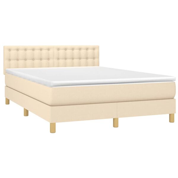 vidaXL Posteľn&yacute; r&aacute;m boxspring s matracom kr&eacute;mov&yacute; 140x200 cm l&aacute;tka