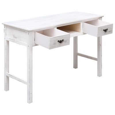 vidaXL Konzolový stolík starožitný biely 110x45x76 cm drevený