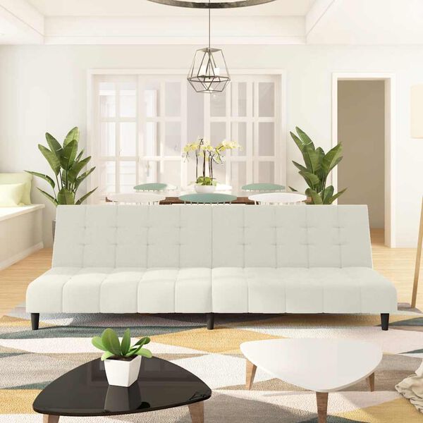 vidaXL 2-miestna rozkladacia pohovka, kr&eacute;mov&aacute;, zamat