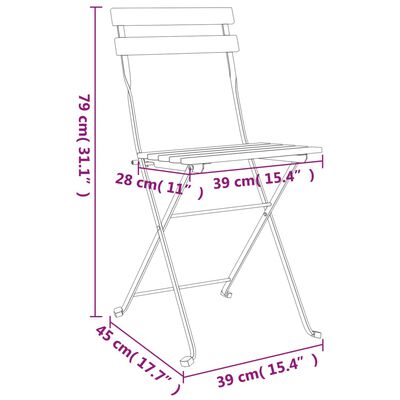 vidaXL Skladacie bistro stoličky 6 ks tíkový masív a oceľ