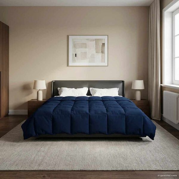 vidaXL Zimn&yacute; prehoz &Scaron;nurovan&yacute; Tmavomodr&aacute; 200 x 200 cm Mikrovl&aacute;kno