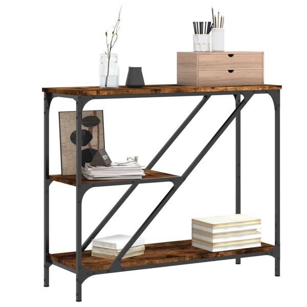 vidaXL Konzolov&yacute; stol&iacute;k dymov&yacute; dub 88,5x30x75 cm kompozitn&eacute; drevo