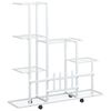 vidaXL Stojan na kvety s kolieskami 94,5x25x92,5 cm biely kovov&yacute;