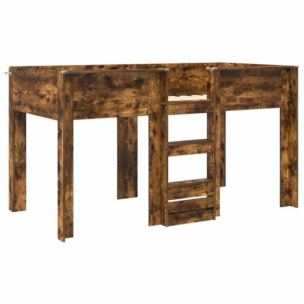 vidaXL Poschodov&aacute; posteľ pre deti s matracmi Dymov&aacute; dub 100 x 200 cm