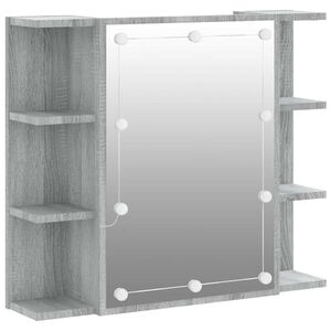 vidaXL Zrkadlov&aacute; skrinka s LED siv&aacute; sonoma 70x16,5x60 cm