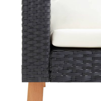 vidaXL 3-dielna záhradná sedacia súprava+podložky, polyratan, čierna