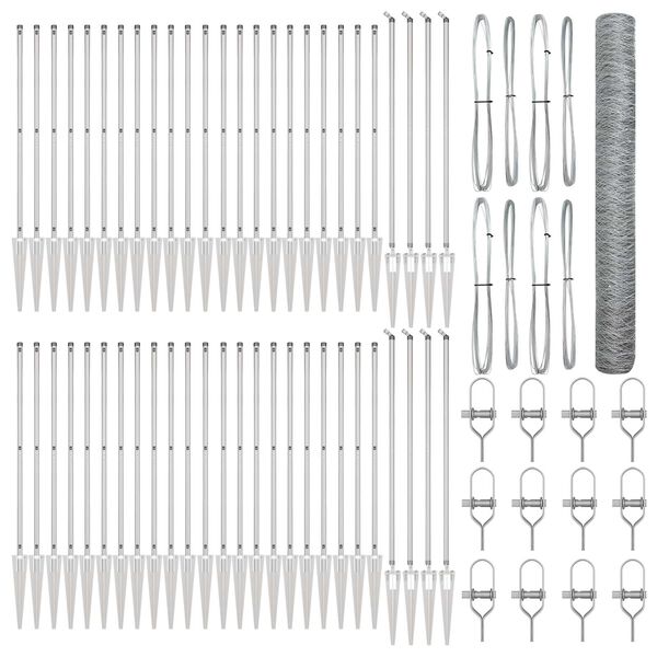 vidaXL Stĺp na plot. Strieborn&aacute; 100 x 1,2 m (50 mm sieť) Oceľ