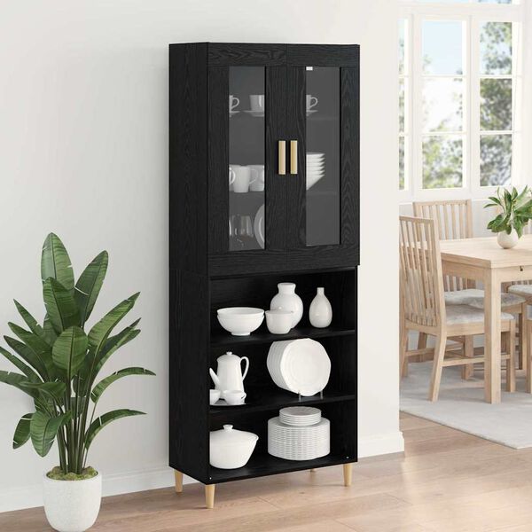 vidaXL Highboard Čierny dub 69,5 x 34 x 180 cm